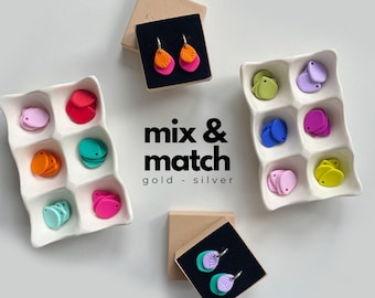Mix and Match Colorful Hoop Earrings, Polymer Clay Huggies
