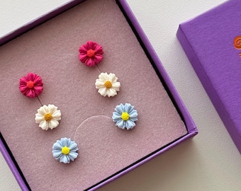 Handmade Daisy Stud Earrings: Polymer Clay Floral Earrings