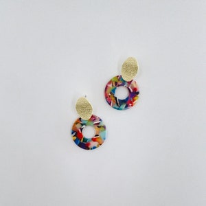 Ohrringe bunt rectángulo círculo pendiente acetato oro pendientes colorido edelstahl ohrringe boho pendientes elegante joyería mínima ligera image 6