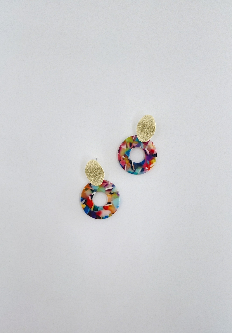 Ohrringe bunt rectángulo círculo pendiente acetato oro pendientes colorido edelstahl ohrringe boho pendientes elegante joyería mínima ligera image 6