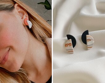 Earring marble beige studs geometric Boho Ohrringe minimalist Jewelry polymerclay earrings Geometric Earrings Leichte Ohrringe