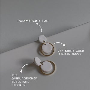 Ohrringe klein minimalist elegant Terracotta mit Terrazzo Muster Kreis mit Gold Ring chirurgischer Edelstahl-Kalua Gold EstudioKoaShop Bild 4