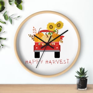 Happy Harvest Wall Clock, Autumn Wall Clock