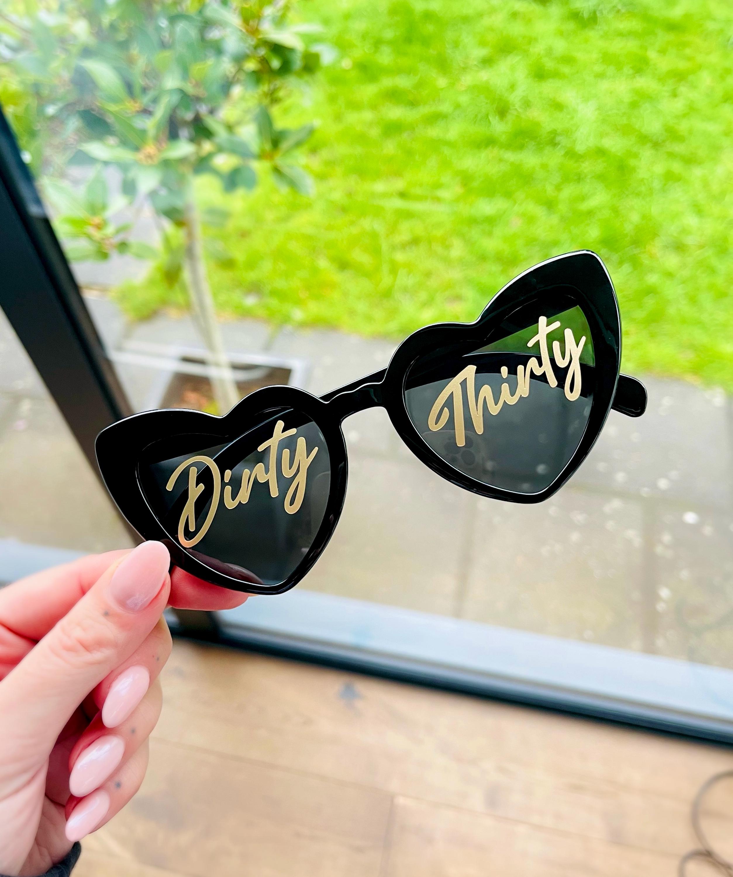 Dirty Thirty Embellished Black Sunglasses Dirty Thirty Gold Embellished Sunglasses - Etsy main image 2