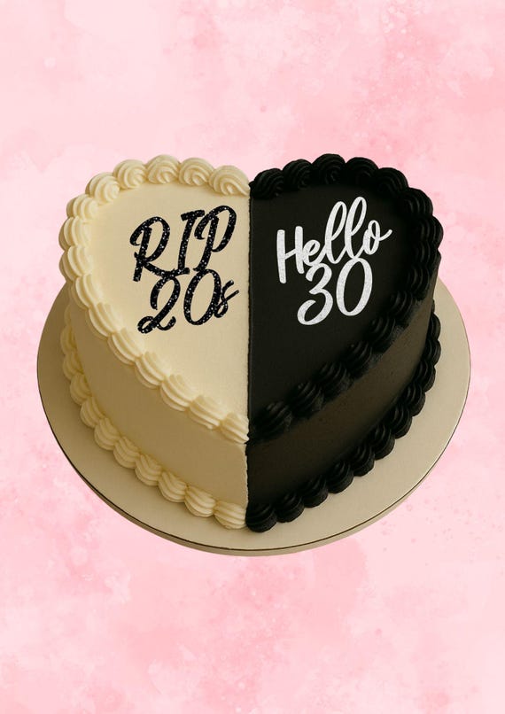 RIP 20s Hello 30 Set Cake Toppers, Cake Charm, Happy Birthday, 30th Cake Topper, Heart Shape Cake Toppers, 30th Party Decor