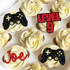Personalised Gaming Theme Birthday Cupcake Toppers, Name Cupcake Toppers, Happy Birthday Toppers, Boys Cupcake Toppers