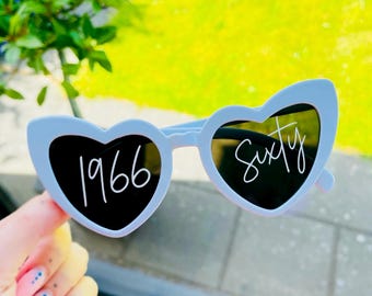 1966 Sixty Heart Sunglasses, Birthday Party Sunglasses, 60th Decorations, 60th Gift,