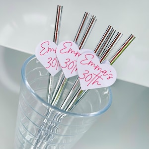 Personalised Birthday Straws, Party Straws, 21st, 30th, 50th