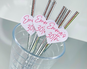 Personalised Birthday Straws, Party Straws, 21st, 30th, 50th