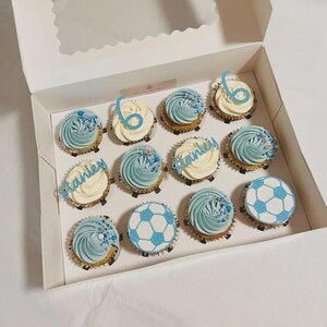 Personalised Football Theme Birthday Cupcake Toppers, Name Cupcake Toppers, Happy Birthday Toppers image 2
