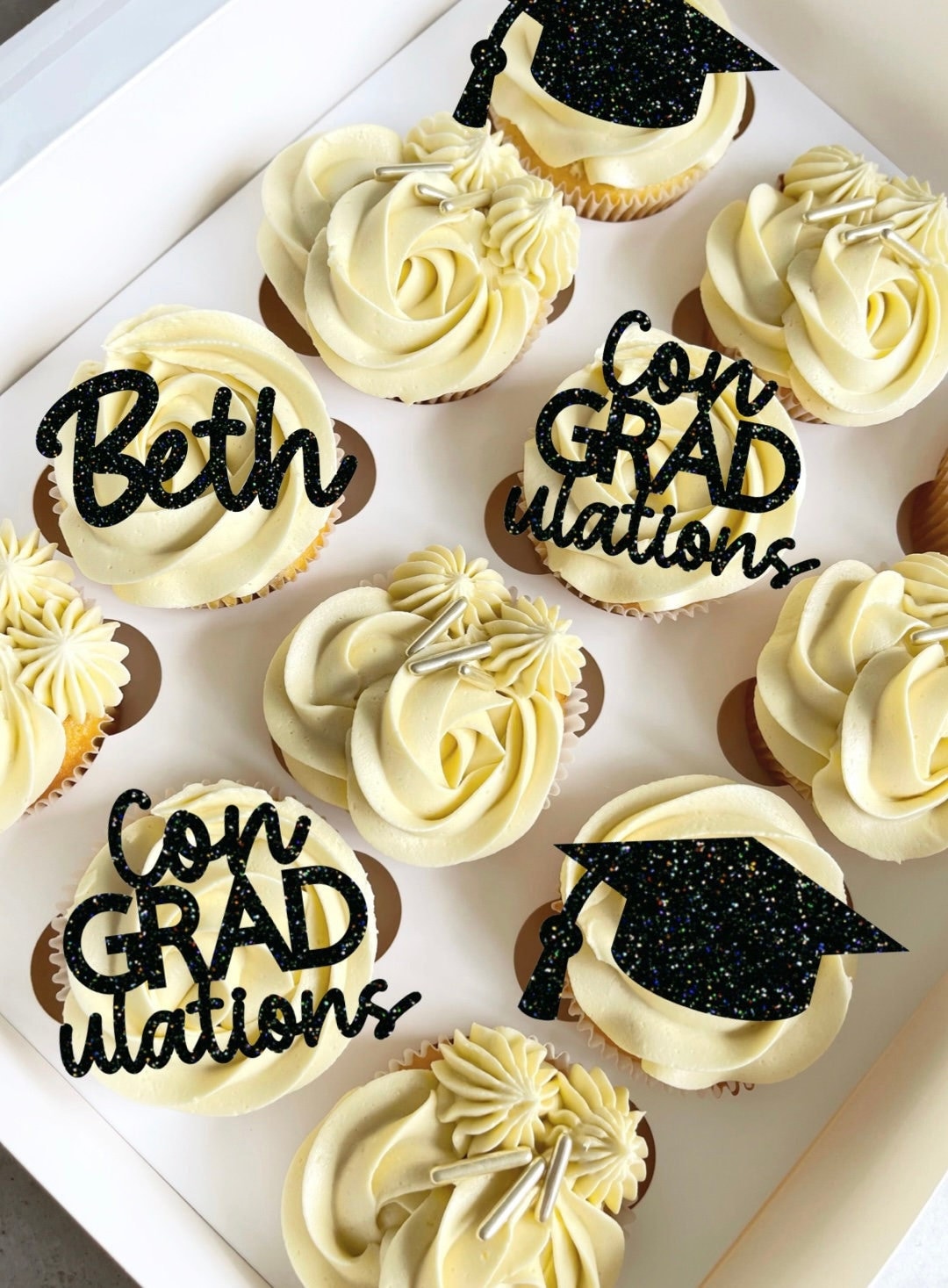 Class Of 2025 Graduation Cupcake Toppers - Gold Acrylic Mirror Cake Discs & Picks For Graduation Party Decor (40 Pcs)