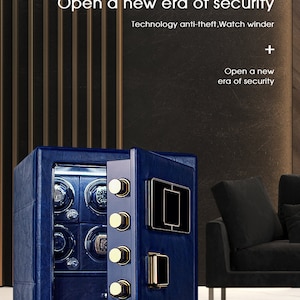 Zoss Luxe Lederen Anti-Diefstal 6 Stuks Watch Winder (Knob control) & Sieraden trekt opbergkast Stalen Kluis