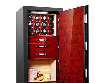 Zoss Titan Series Anti-Theft 12 Pieces Watch Winder (Knob control) & Jewelry draws storage Cabinet Steel Safe