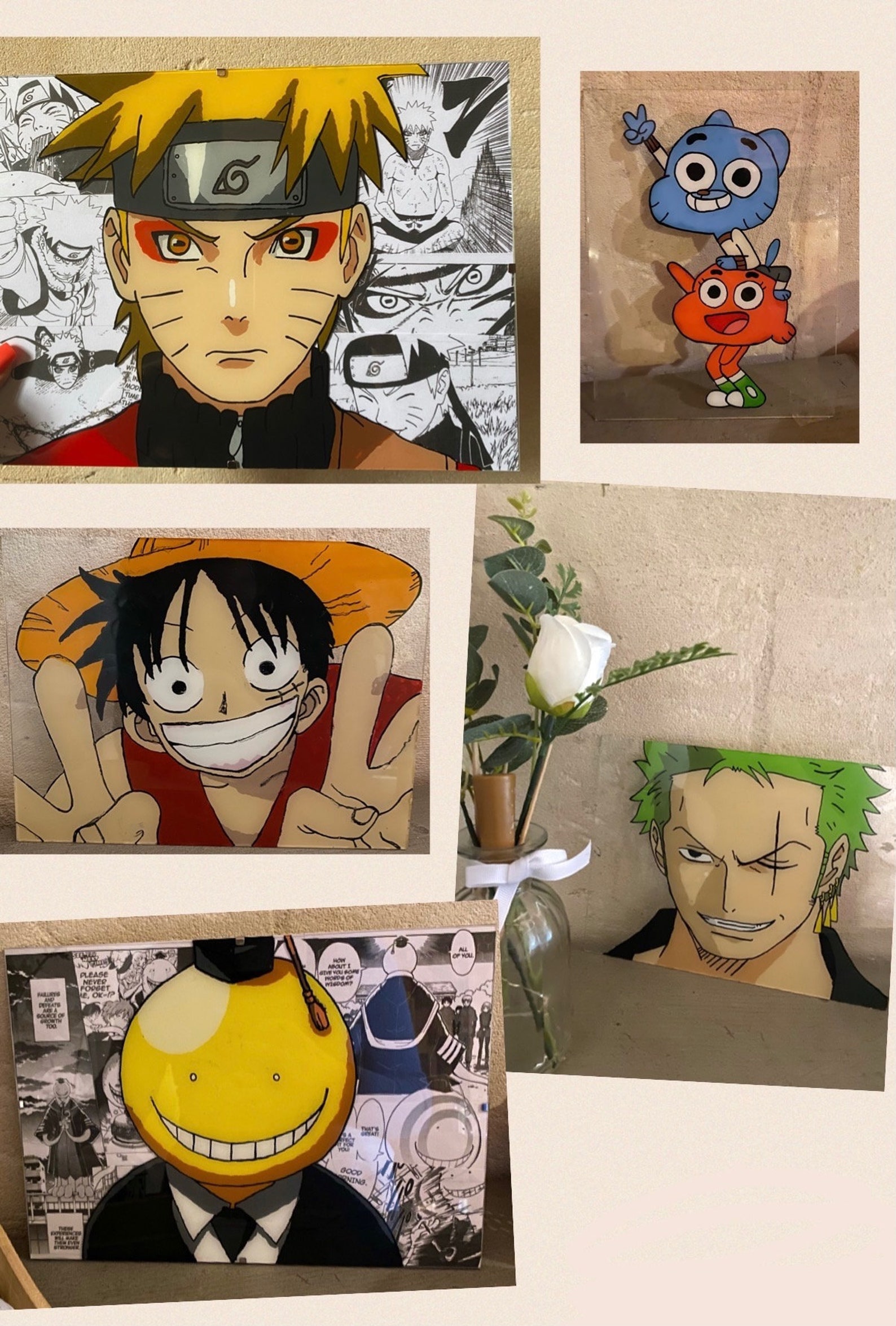 Order Glass painting Anime manga Etsy