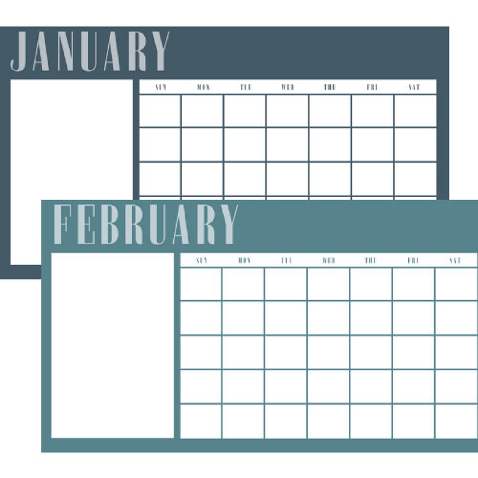 Pastel Minimalistic 12month Calendar digital download Etsy