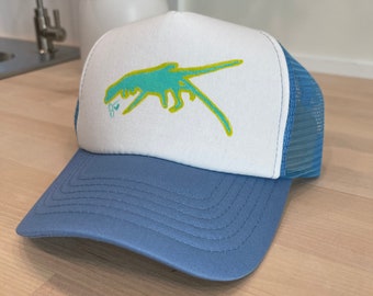 Fishing Hat Lobster Trucker Fish Summer Hat Beach Hat Fishing Apparel Spearfishing gift Straw Hat Fishing gift for her fishing gift for him