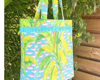 Preppy Tote Bag Handmade Beach Bag Pool Bag Boat Bag Reusable Large Tote Grocery Tote Duffle Tote Carryon Teacher Gift Mom Gift Diaper Bag