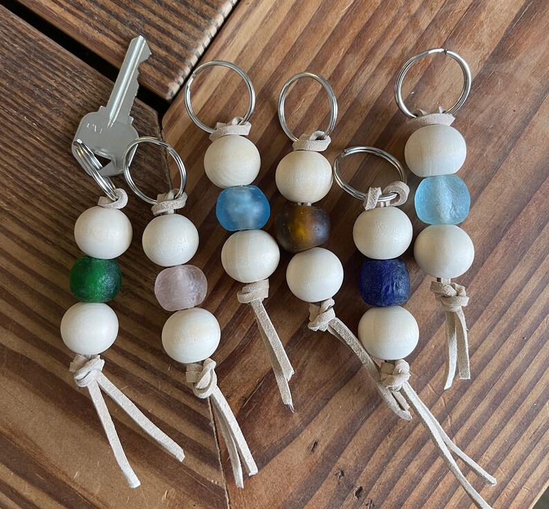 Keychain Boho Keychain Sea Glass Keychain Bohemian Style gift for her gift for wife gift for girlfriend beach keychain florida keychain image 2