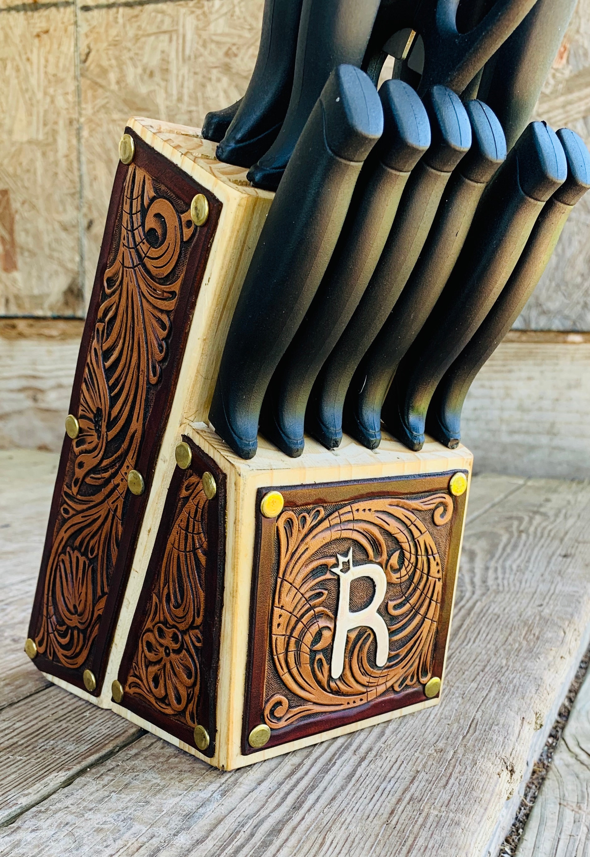 Custom Knife Block Etsy