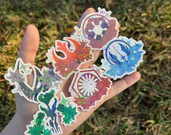 Star Wars Floral Faction Symbol Waterproof Glitter Stickers
