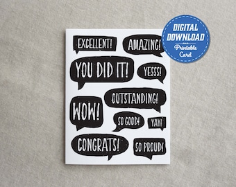 Printable "Congrats" Greeting Card, Congratulations Card, Downloadable PDF Graduation Encouragement Celebration Card – Digital Download A2