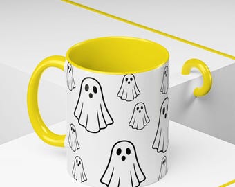 Ghost Coffee Mug, Spooky Halloween Drinkware, 11oz/15oz