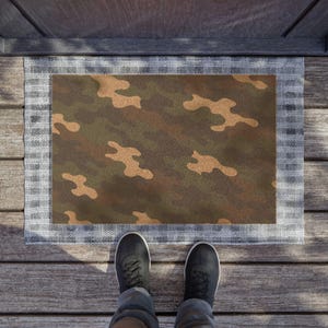 Camo Coir Doormat: Rustic Military Style Entrance Mat