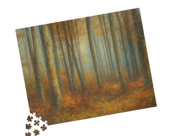 Misty Autumn Forest Puzzle | Woodland Trees Jigsaw