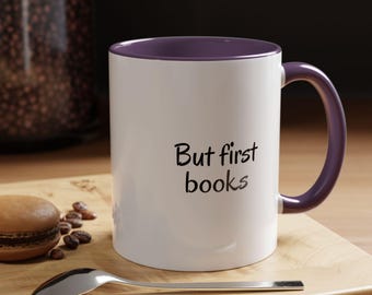 Ma prima, tazza da caffè con accenti di libri, regalo per lettori
