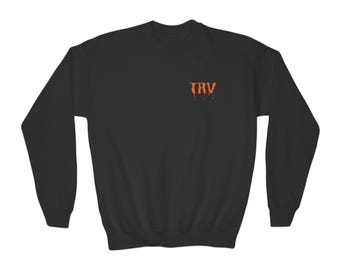 Sudadera con gráfico de llamas y letras TRV / Cuello redondo para jóvenes