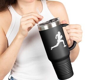 Taza de viaje con diseño de jugador de fútbol: vaso de acero inoxidable con aislamiento de 40 oz