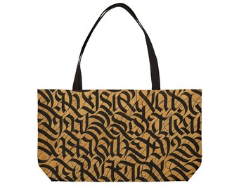 Calligraphy Art Weekender Tote Bag, Travel Carryall, 24" x 13"