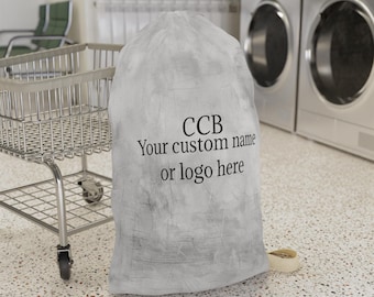 Monogram Initials Laundry Bag | Personalized Name, Canvas Drawstring