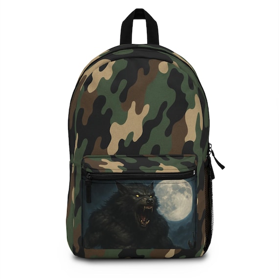 Werewolf Camo Backpack: Outdoor Adventure Rucksack, School Bag