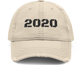Distressed Dad Hat: 2020 Embroidery, Vintage Style Cotton Cap