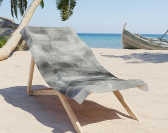 Stylish Grey Abstract Beach Towel, Soft Cotton Blend, Summer Blanket