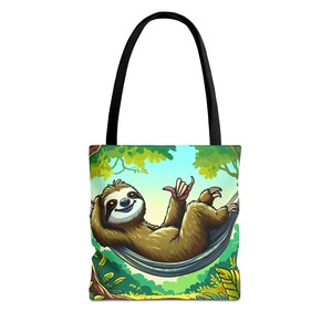 Relaxed Sloth Tote Bag, Cute Eco-Friendly Bag, Gift for Animal Lovers, Beach Bag, Reusable Shopping Tote