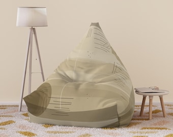 Abstract Neutral Tan Geometric Bean Bag Chair Cover | Modern Desert Tones