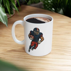 Football Player Coffee Mug: Sports Fan Gift, Game Day Drinkware