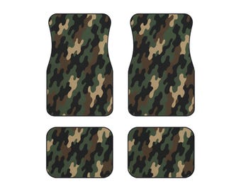 Camouflage Car Mats - Set of 4: Durable Polyester Vehicle Carpets