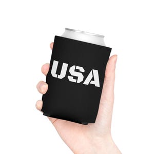 USA Can Cooler, Patriotic Drink Holder, Summer Party Accessory, 4th of July Beverage Sleeve, BBQ Gift, American Flag Cooler