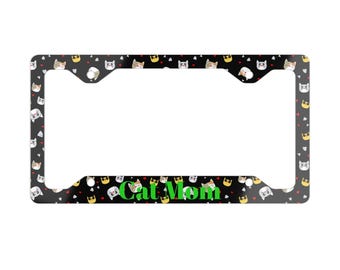 Marco de matrícula de aluminio con temática de gato, accesorios para coche
