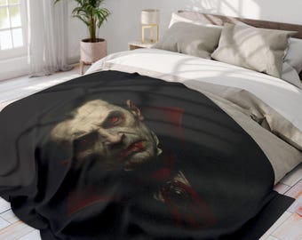 Spooky Vampire Arctic Fleece Blanket | Cozy Halloween Decor, Gothic Home Accent, Warm Throw for Movie Nights, Vampiric Gifts