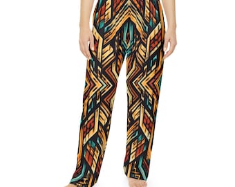 Geometrische Tribal Print Pyjama Hose | Azteken Muster Lounge Hosenunterteil