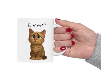 Funny Cat Ceramic Mug, Whimsical Kitchen Decor