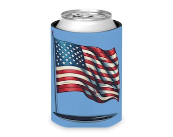 Enfriador de latas con bandera estadounidense: funda para bebida patriótica del 4 de julio