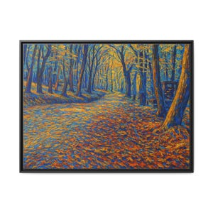 Impression sur toile Chemin d&#39;automne style Van Gogh : oeuvre d&#39;art murale nature vibrante