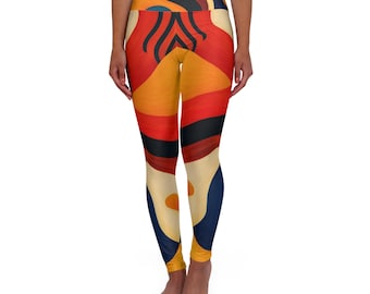 Colorful High Waisted Yoga Leggings, Abstract Active Wear