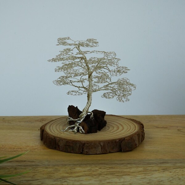 Holz Dekoration Baum - Künstlicher Bonsai klein, Drahtbaum Dekorativ, Jubiläum Verlobung Hochzeit Geschenk