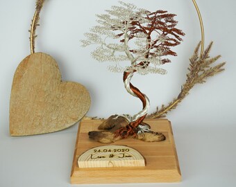 Engagement Gift customizable - Unique engagement gift - Wedding gift made of wood and wire - Wire tree Company anniversary